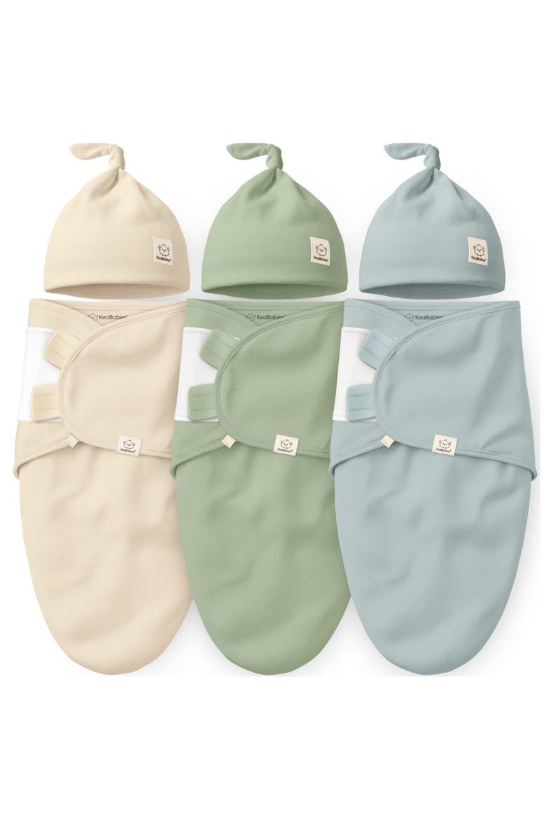3-Pack Soothe Swaddle Wraps with Knot Hats, Main, color, Slate