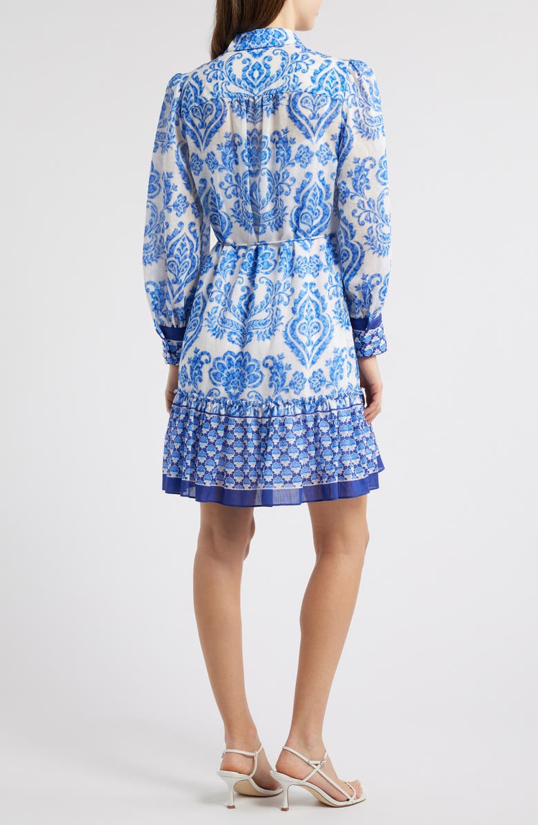 Julia Jordan Mixed Print Long Sleeve Shirtdress, Alternate, color, Ivory/ Blue