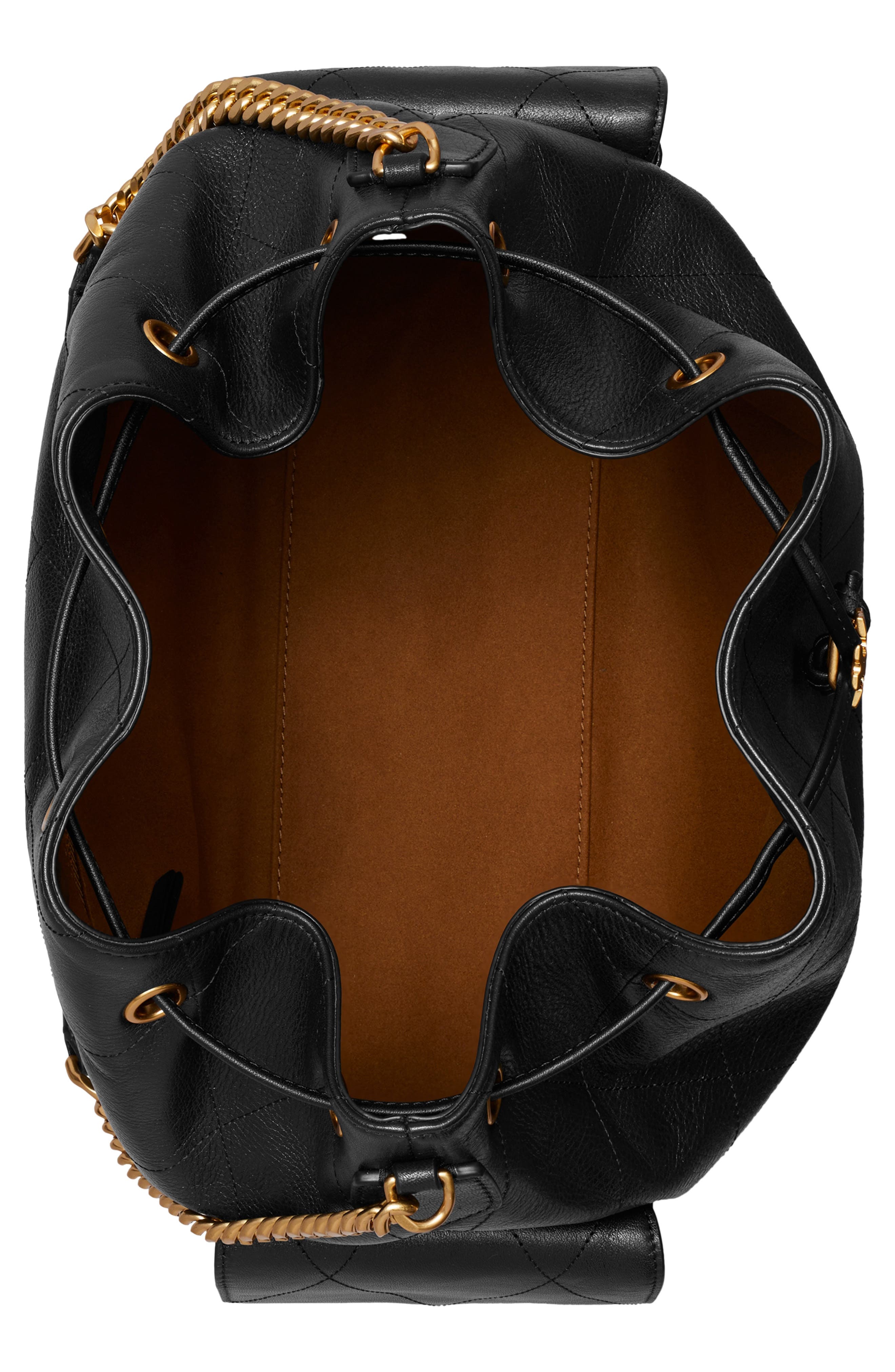 Tory Burch Large Charlie Quilted Leather Drawstring Shoulder Bag, Alternate, color, 