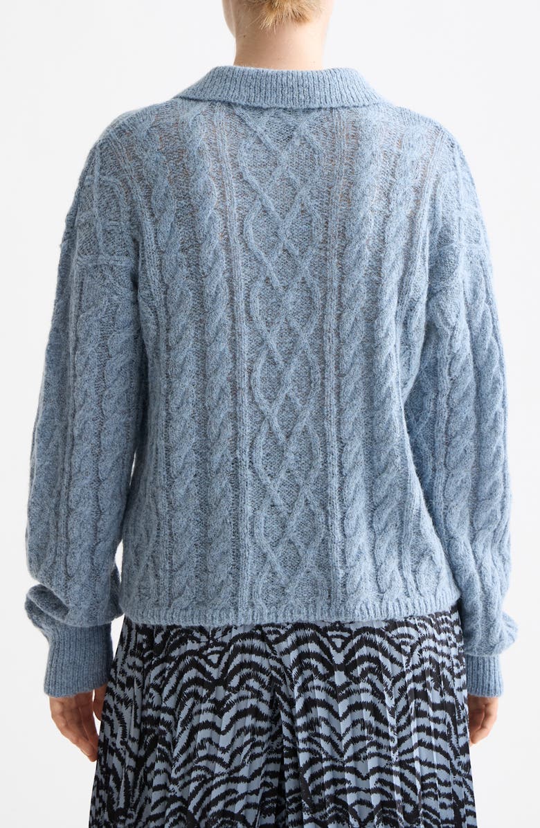 Scotch & Soda Cable Knit Polo Sweater, Alternate, color, Faded Denim