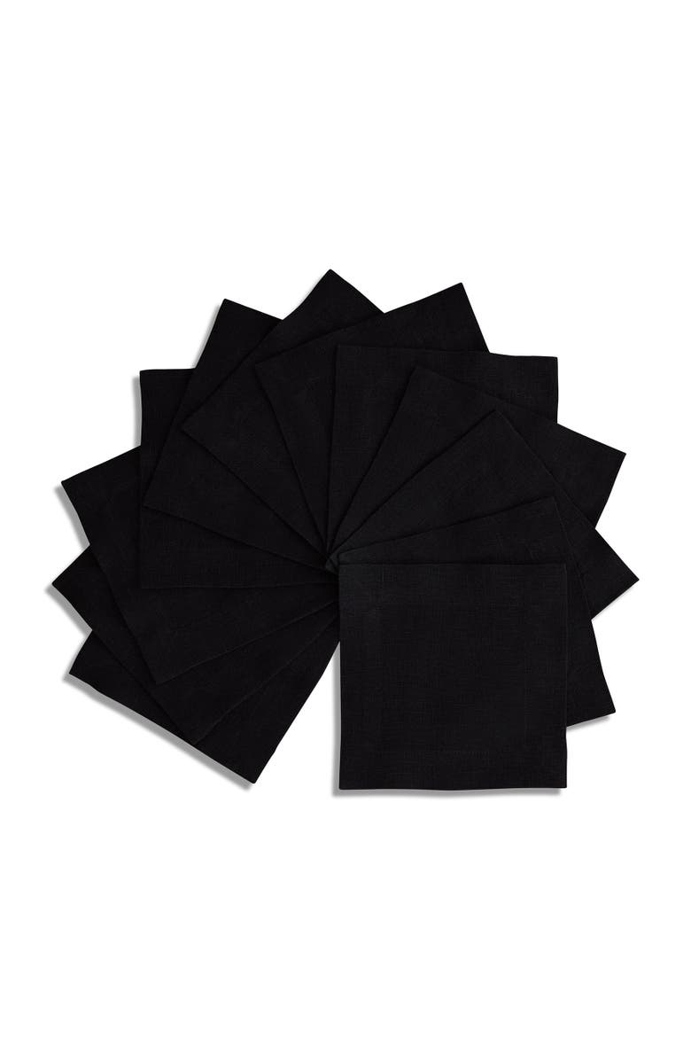 Solino Home Linen Cocktail Napkins - Sonoma, 6" x 6", Main, color, Black