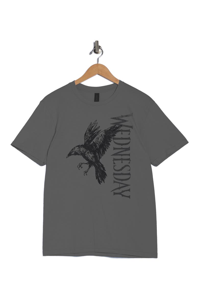 Wednesday Raven Graphic T-Shirt, Alternate, color, CHARCOAL