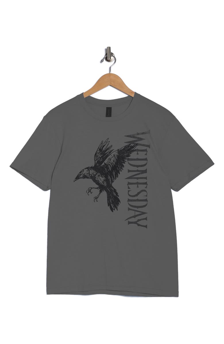 Monster Digital Wednesday Raven Graphic T-Shirt, Alternate, color, Charcoal