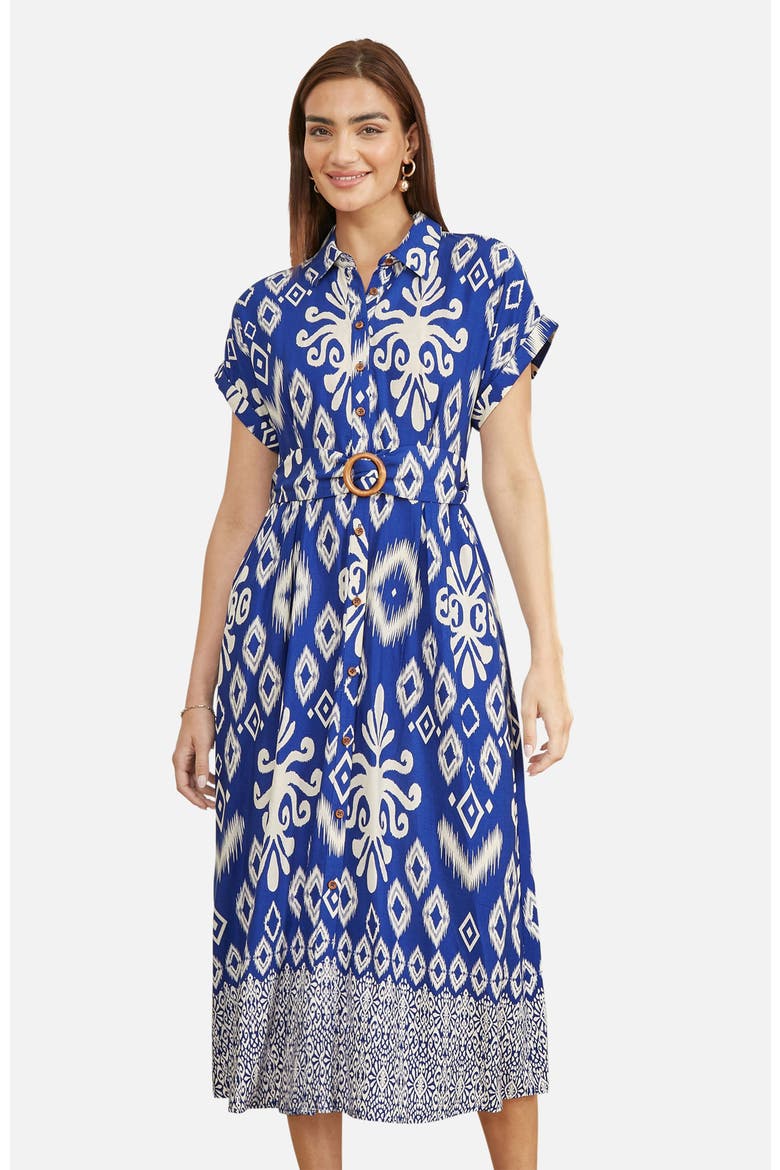 Geo Print Relaxed Midi Shirt Dress, Alternate, color, Blue