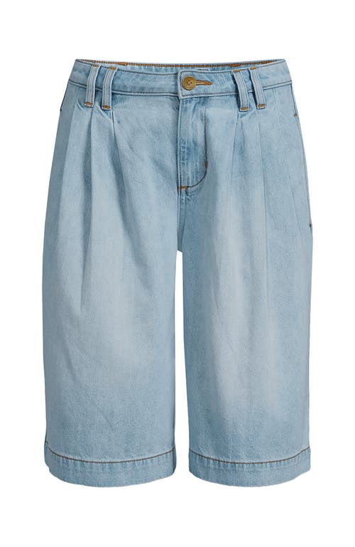 LANDS' END LANDS' END LIGHTWEIGHT DENIM MID RISE PLEATED 12" SLOUCHY SHORTS