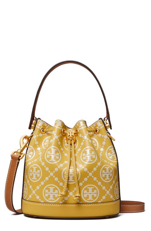 T Monogram Embossed Bucket Bag