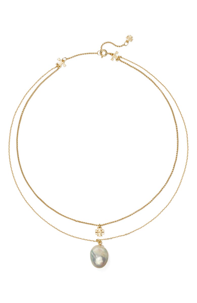 Tory Burch Kira Imitation Pearl Layered Necklace, Main, color,