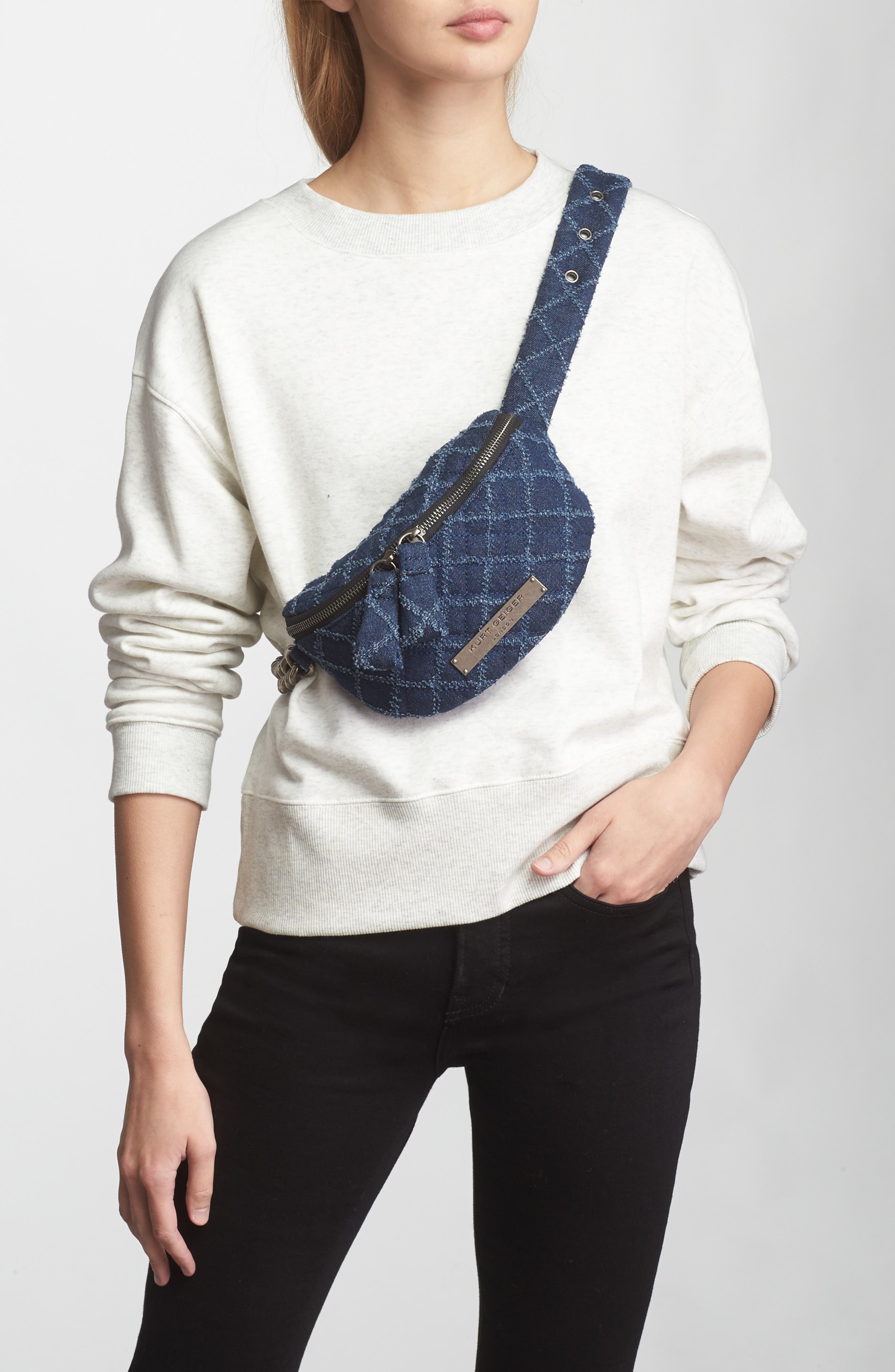 Kurt Geiger London Small Brixton Quilt Belt Bag, Alternate, color, 