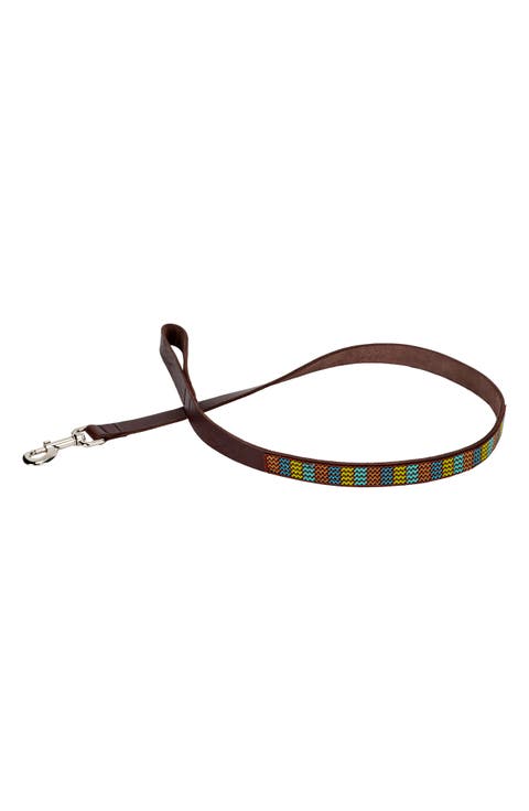 Beaded Leather Pet Leash