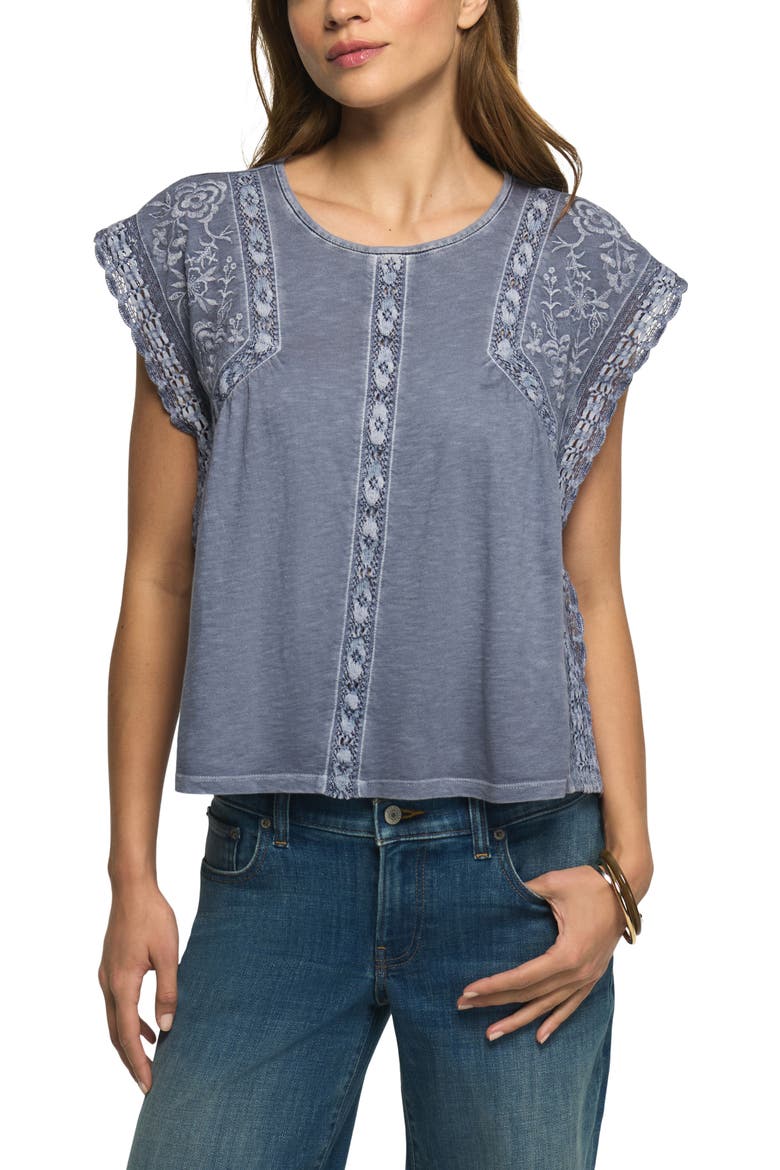 Embroidered Boxy T-Shirt, Main, color, FLINT STONE