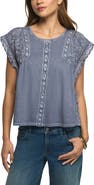 Lucky Brand Embroidered Boxy T-Shirt