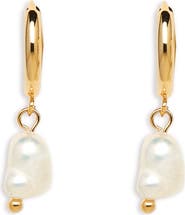 Petit Moments Alexandria Pearl Drop Huggie Hoop Earrings