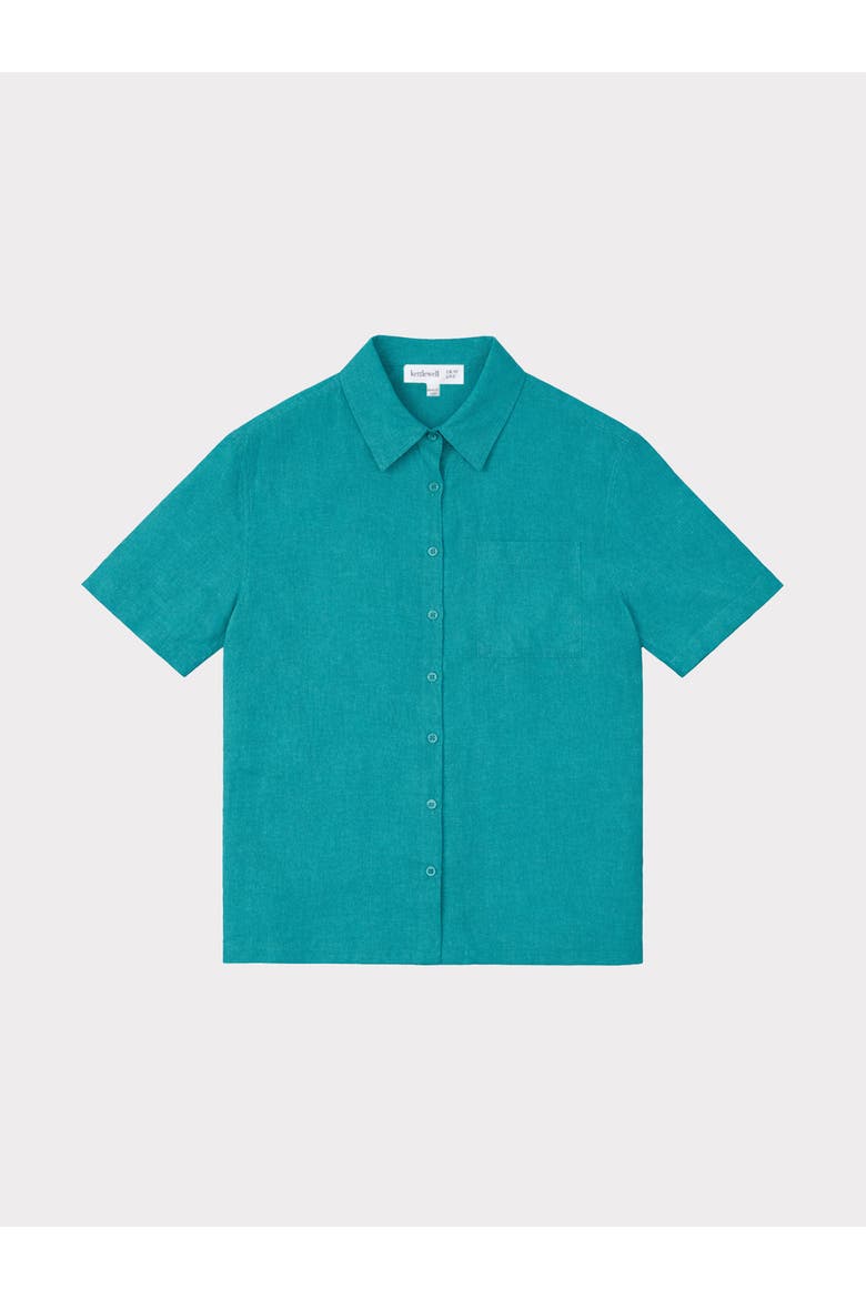 Short Sleeve Linen Blend Shirt, Alternate, color, Sea Green
