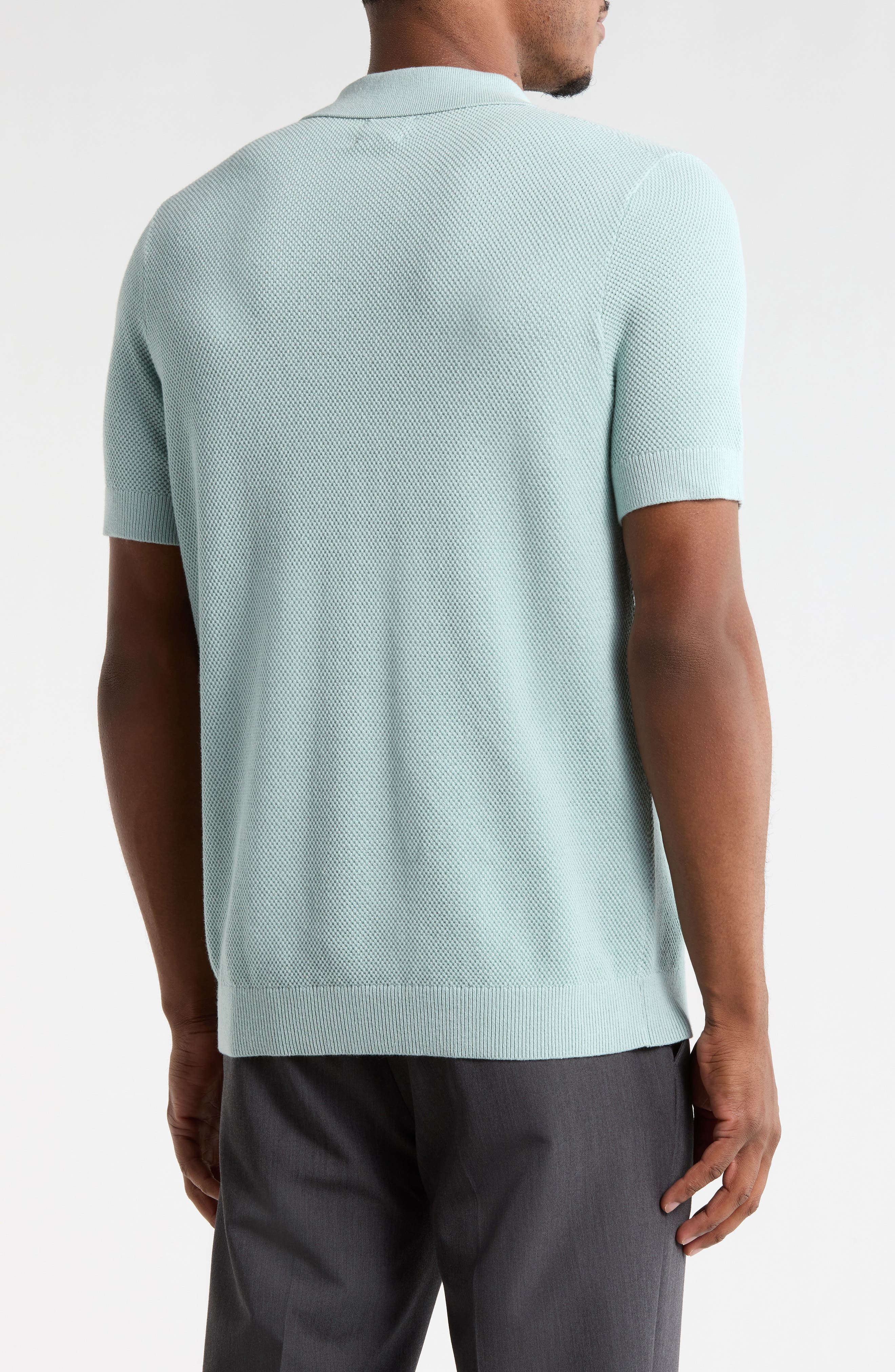 Textured Cotton Polo Sweater - image 2