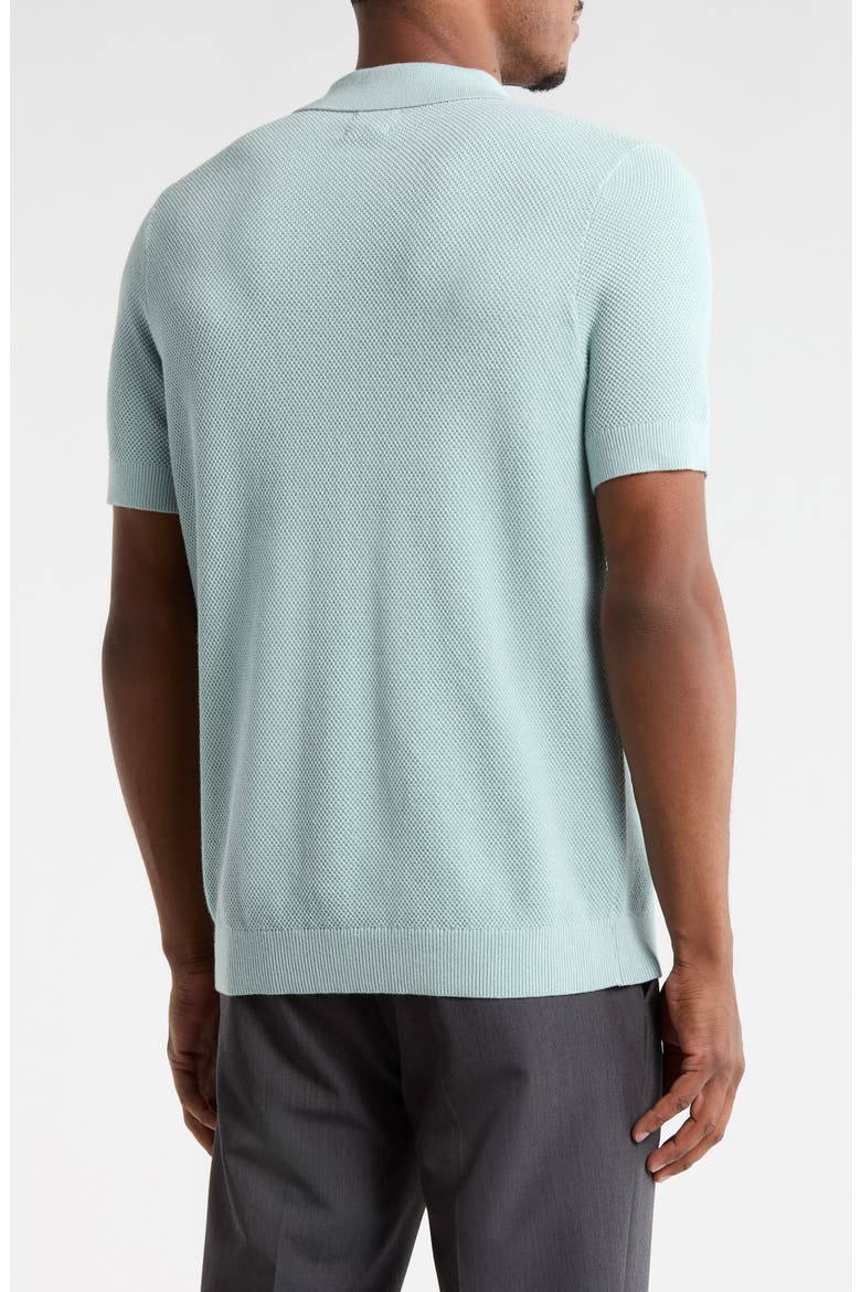 Textured Cotton Polo Sweater, Alternate, color, BLUE CLOUD