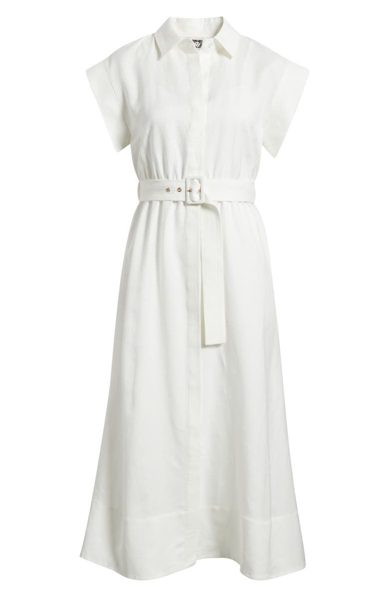 Anne Klein Belted Linen Blend Midi Shirtdress, Alternate, color,
