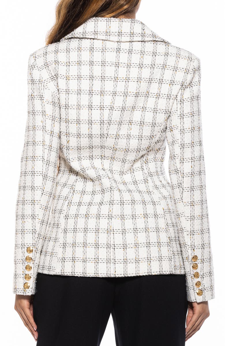Alexia Admor Double Breasted Jacket, Alternate, color, Ivory Plaid