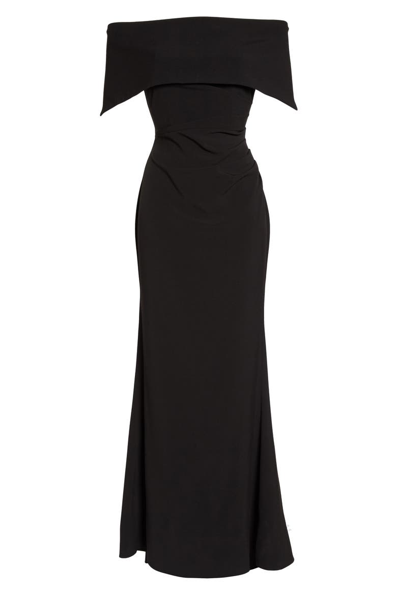 Off the Shoulder Popover Gown, Alternate, color, BLACK