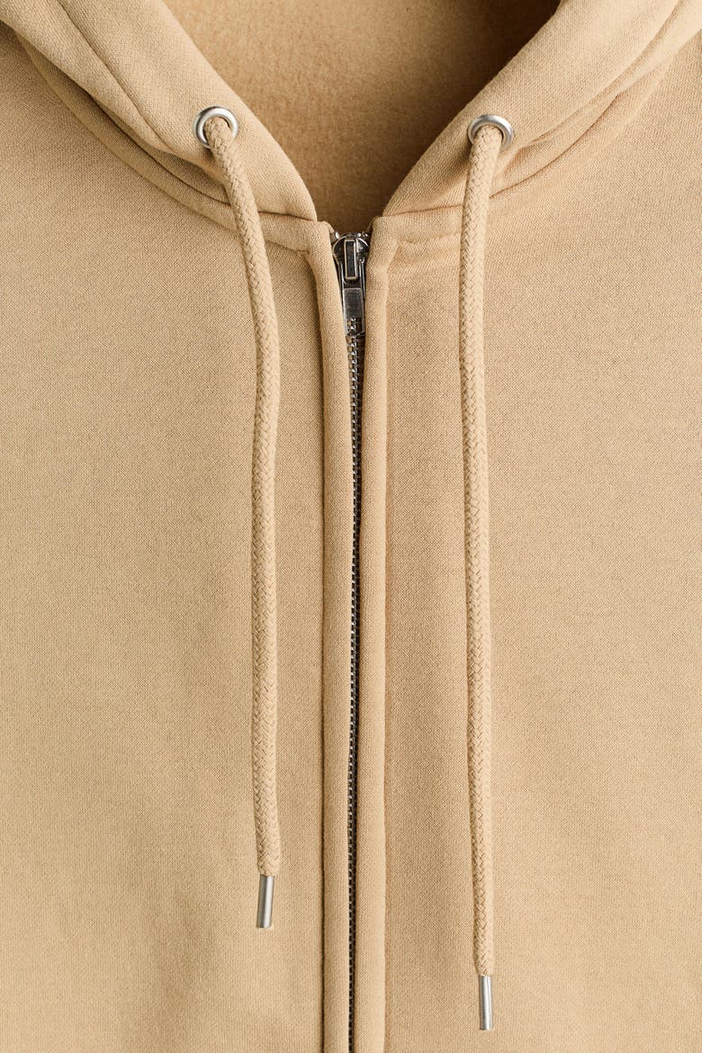 Loose  Fit Zip-through Hoodie, Alternate, color, Beige