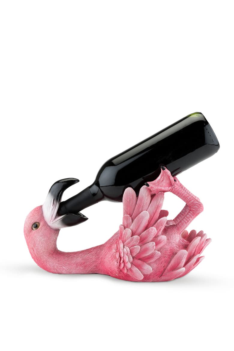 Polyresin Flirty Flamingo Bottle Holder, Main, color, Pink