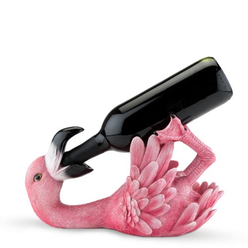 True Polyresin Flirty Flamingo Bottle Holder In Pink