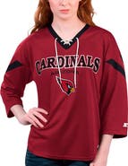 STARTER Women's Starter Cardinal Arizona Cardinals Rally Lace-Up 3/4 Sleeve T-Shirt