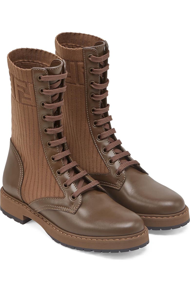 Fendi Logo Combat Boot, Alternate, color,
