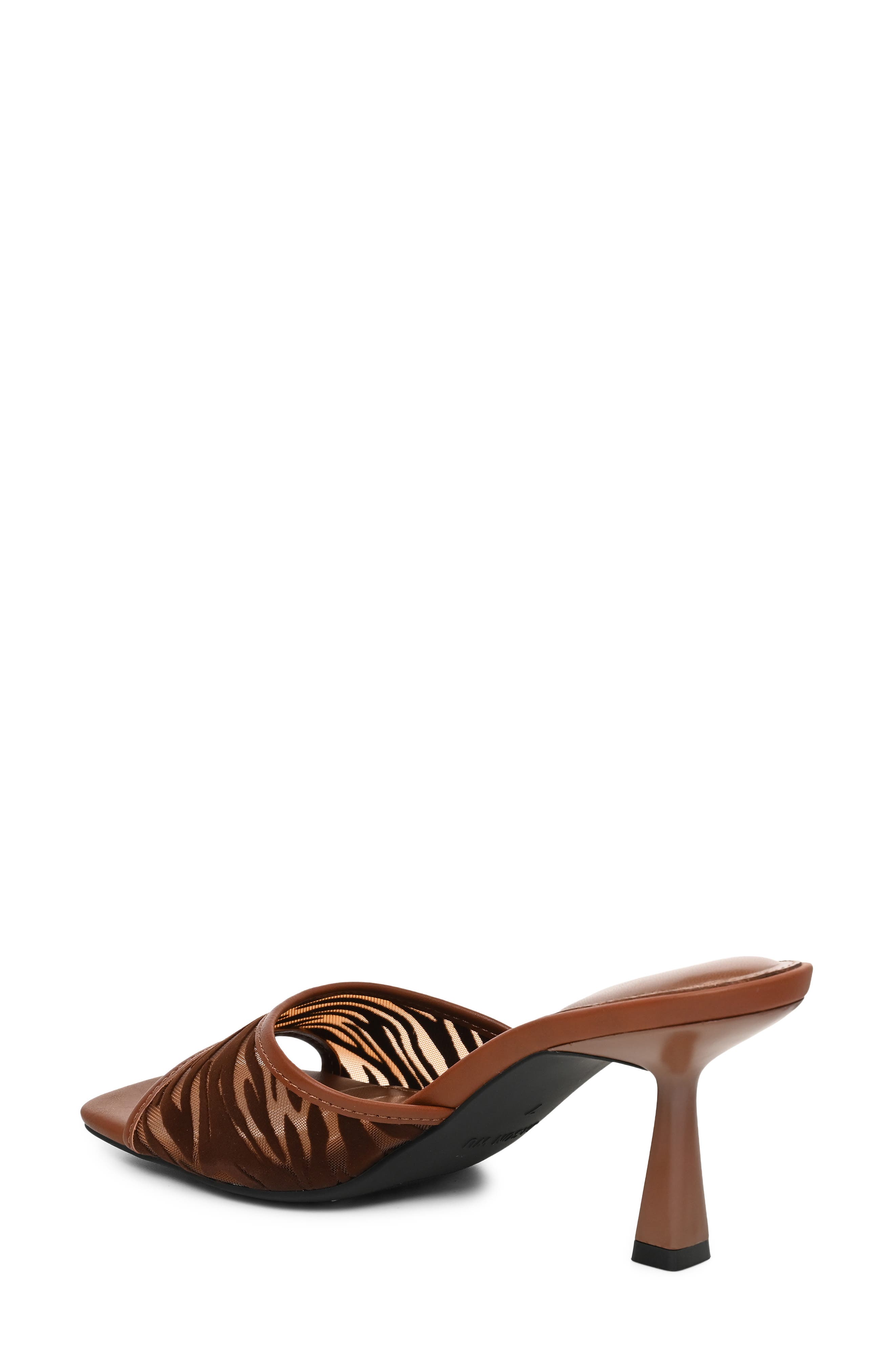 Caston Zebra Mesh Heeled Mule, Alternate, color, CHOCOLATE ZEBRA MESH