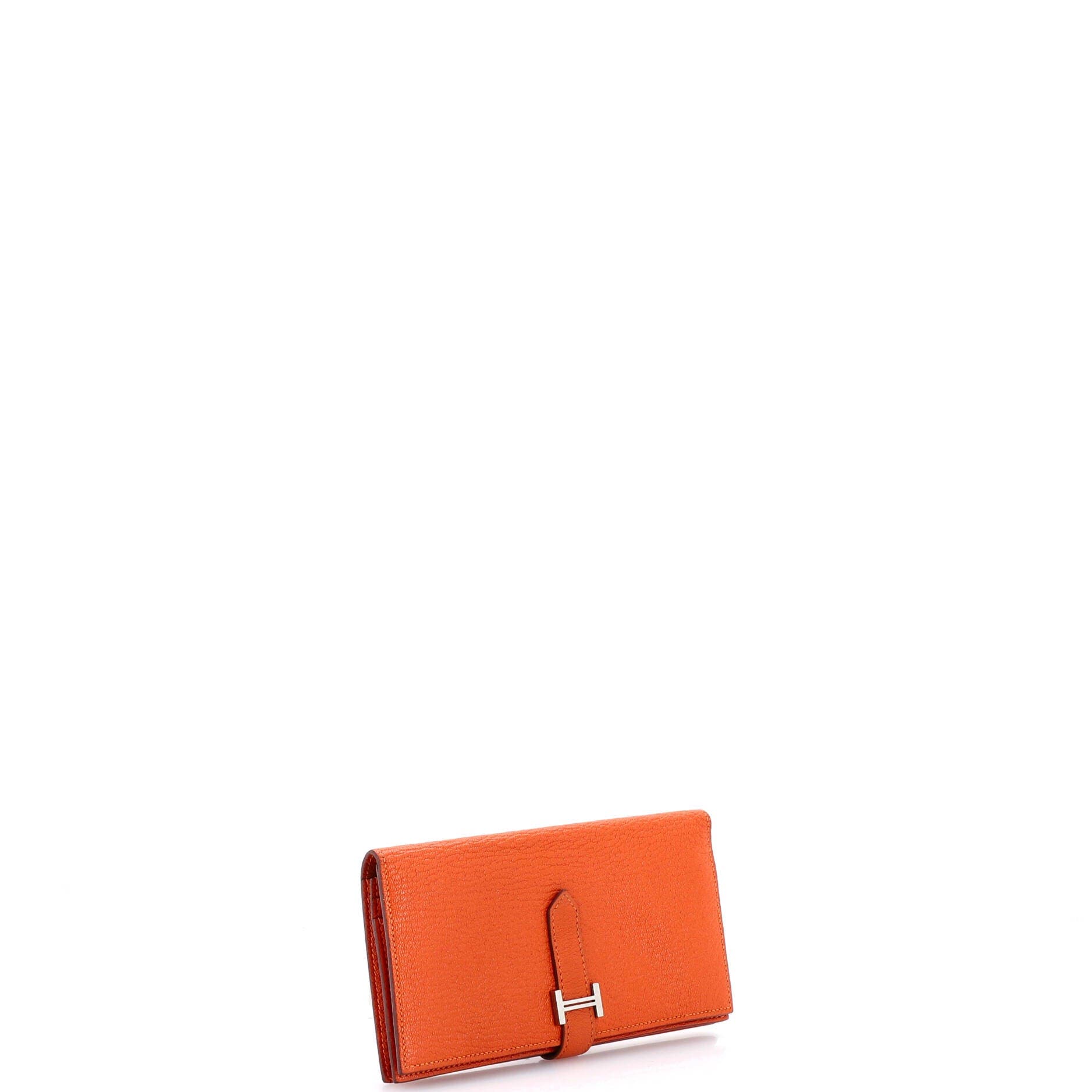 Pre-Owned Hermes Bearn Wallet Chevre Mysore Long, Alternate, color, Feu
