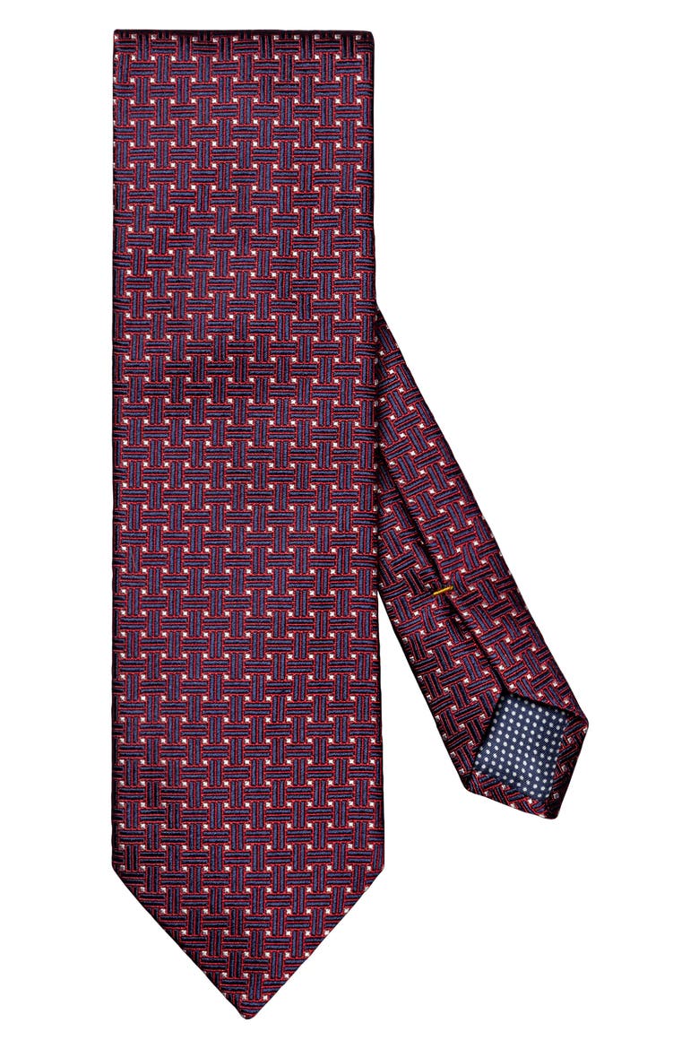Basket Weave Silk Tie, Main, color, MEDIUM RED