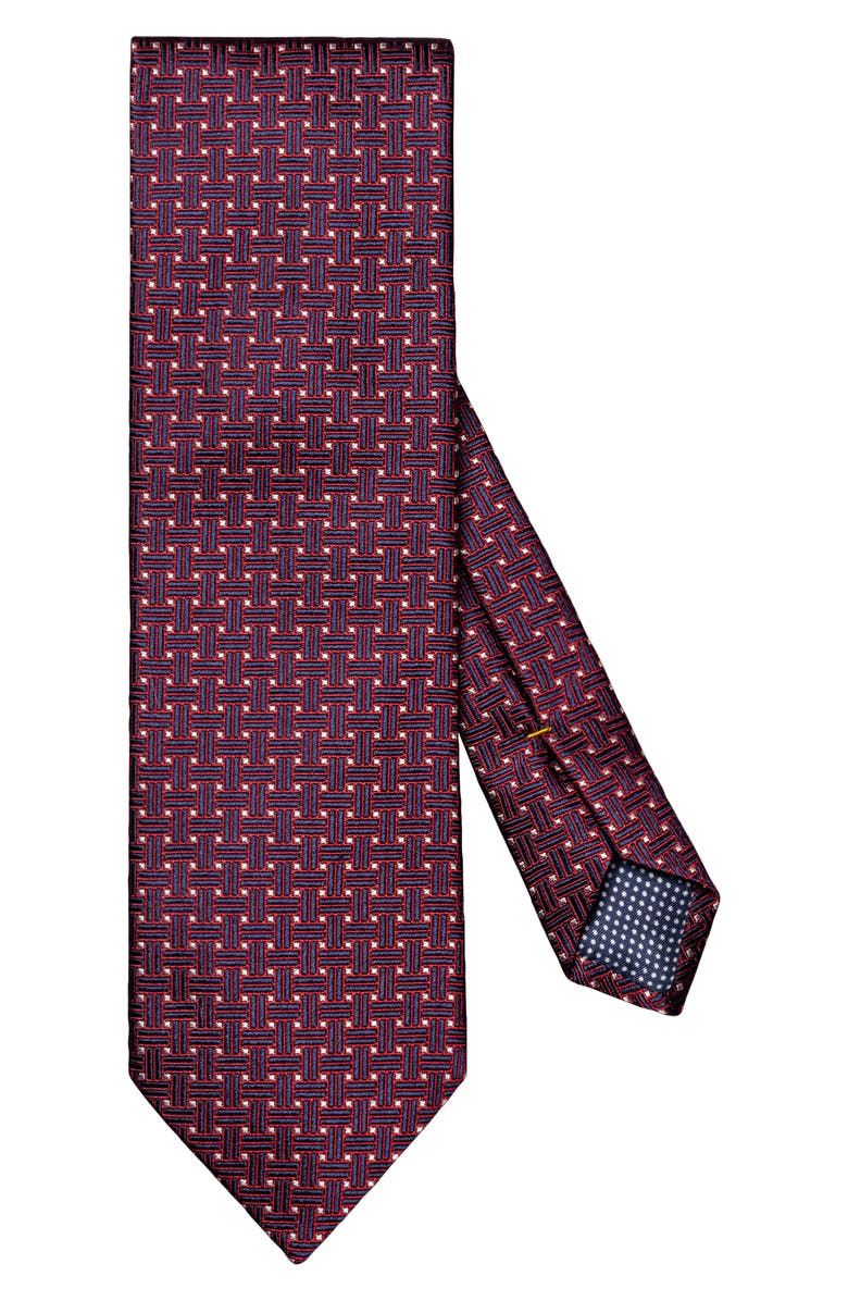 Eton Basket Weave Silk Tie, Main, color, Medium Red