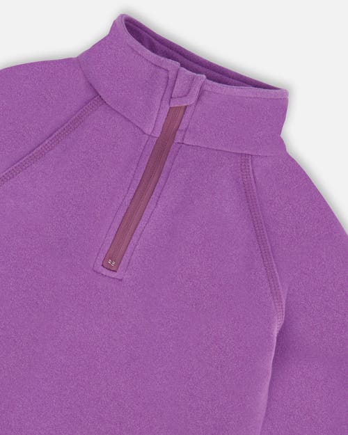 Deux Par Deux Kids Gender Inclusive Two-piece Thermal Underwear Set In Purple