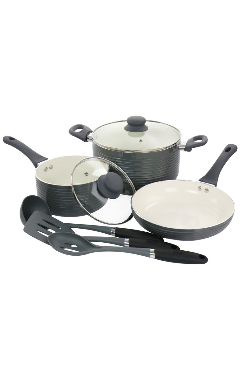 OSTER Ridge Valley 8 Piece Aluminum Nonstick Cookware Set, Main, color, Grey