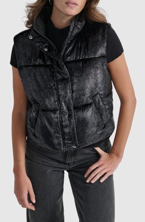 Metallic Velvet Puffer Vest