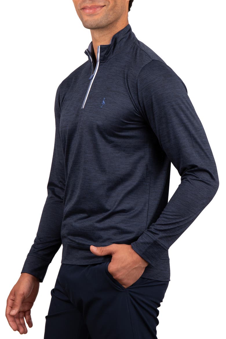 Solid Mesh Quarter Zip Sweater, Alternate, color, NAVY