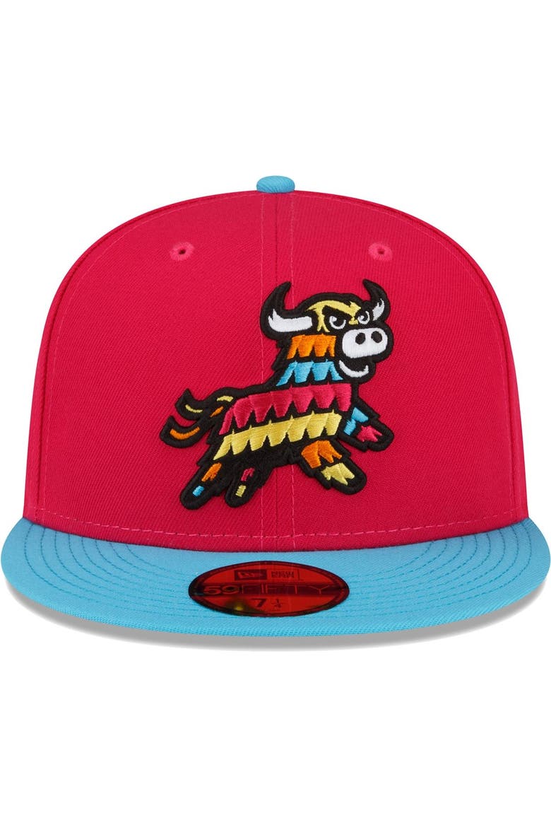 Men's New Era Coral/Light Blue Erie SeaWolves Copa De La Diversion 59FIFTY Fitted Hat, Alternate, color, Coral