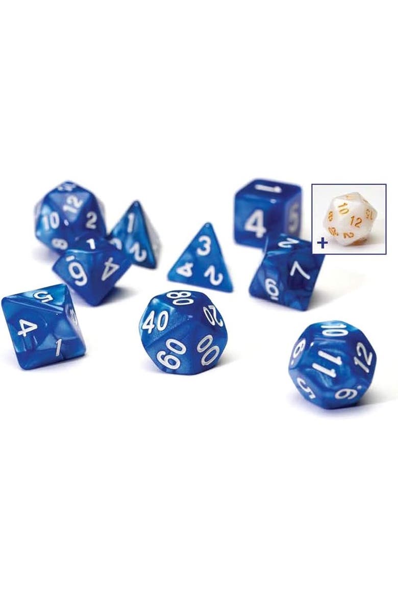 Dice Pearl Blue Acrylic Dice Set, Main, color, Blue