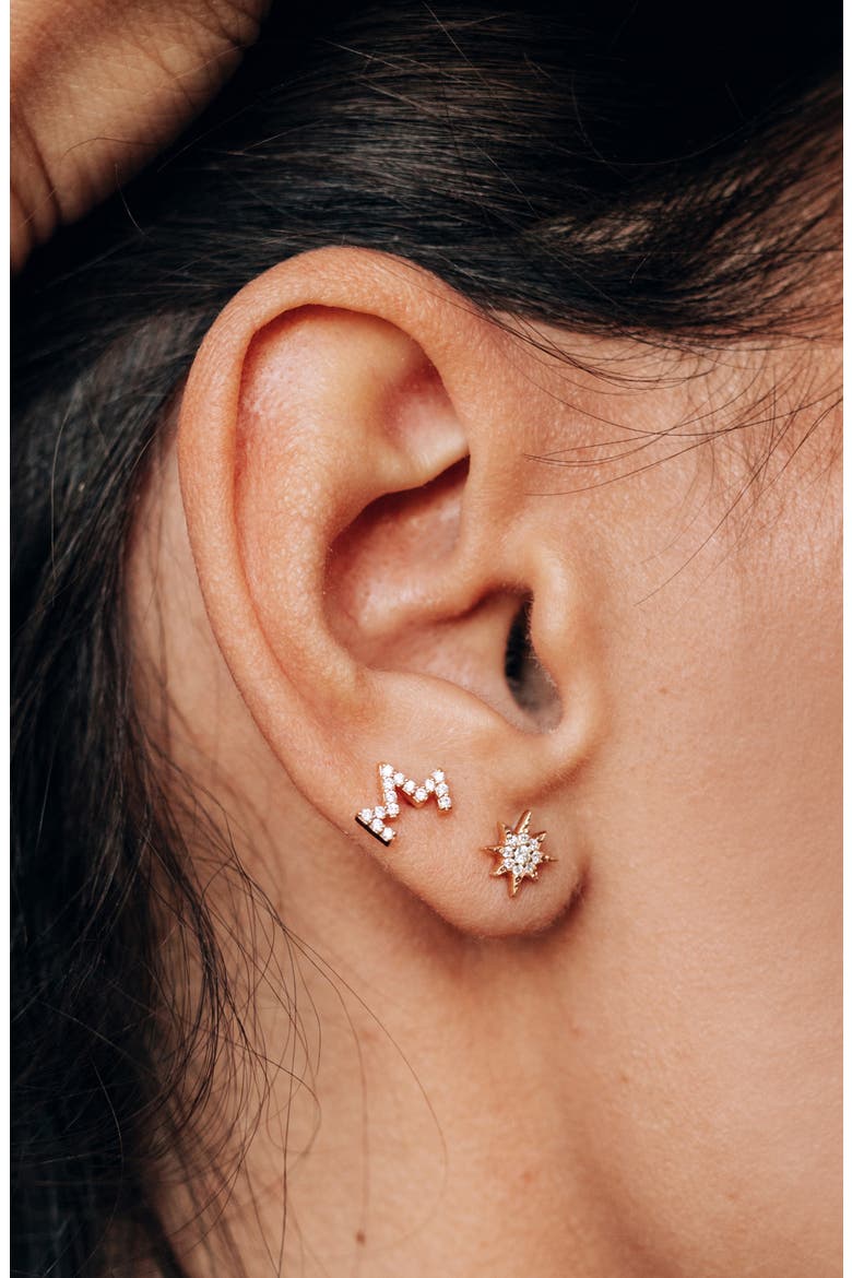 North Star Stud Earrings, Alternate, color, YELLOW GOLD