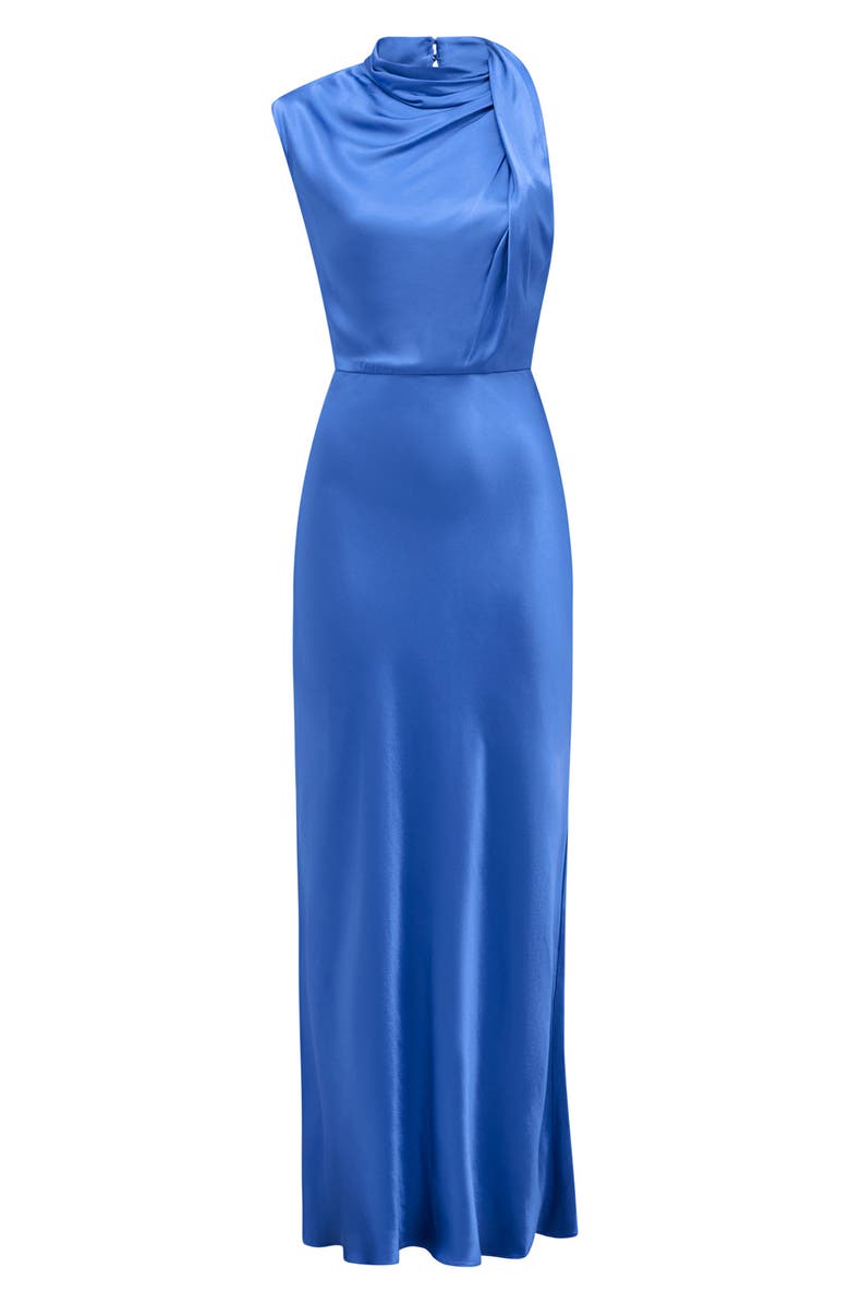 Ever New Sienna High Neck Satin Maxi Sheath Dress, Alternate, color, 