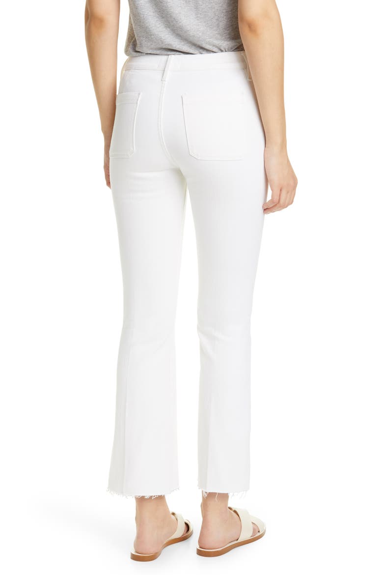 Le Bardot Patch Pocket Crop Flare Jeans, Alternate, color, BLANC