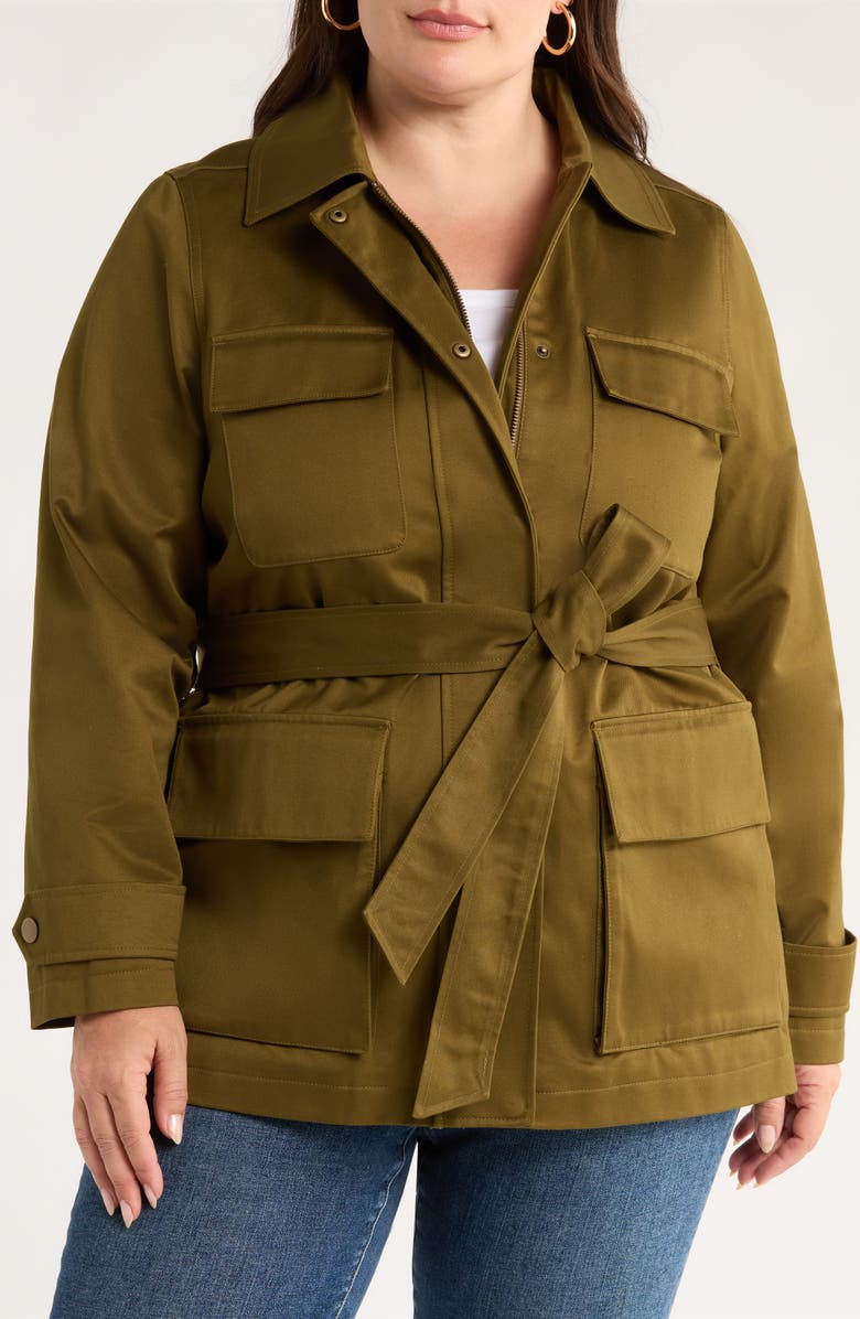 Caslon<sup>®</sup> Utility Cotton Trench Coat, Alternate, color, Olive Dark