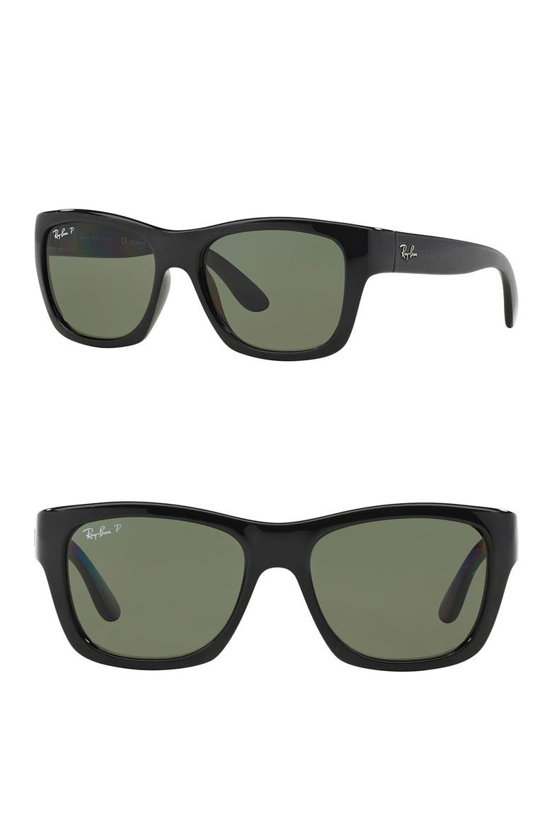 53mm Polarized Wayfarer Sunglasses, Alternate, color, BLACK