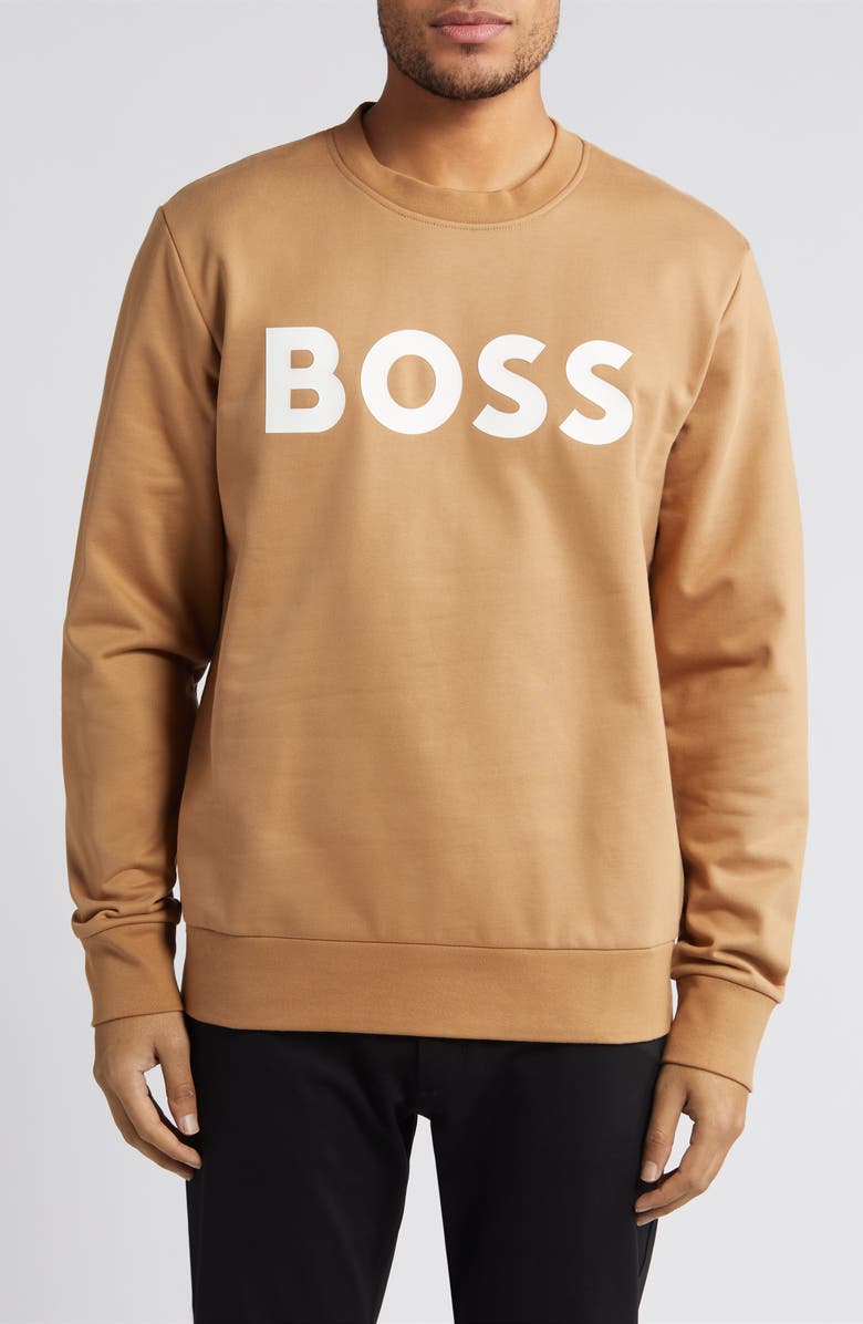 BOSS Soleri Logo Cotton Sweatshirt, Main, color,