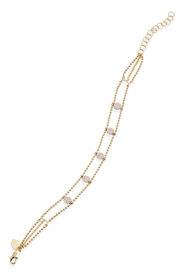 Diamond Disc Bead Chain Bracelet, Main, color, YELLOW