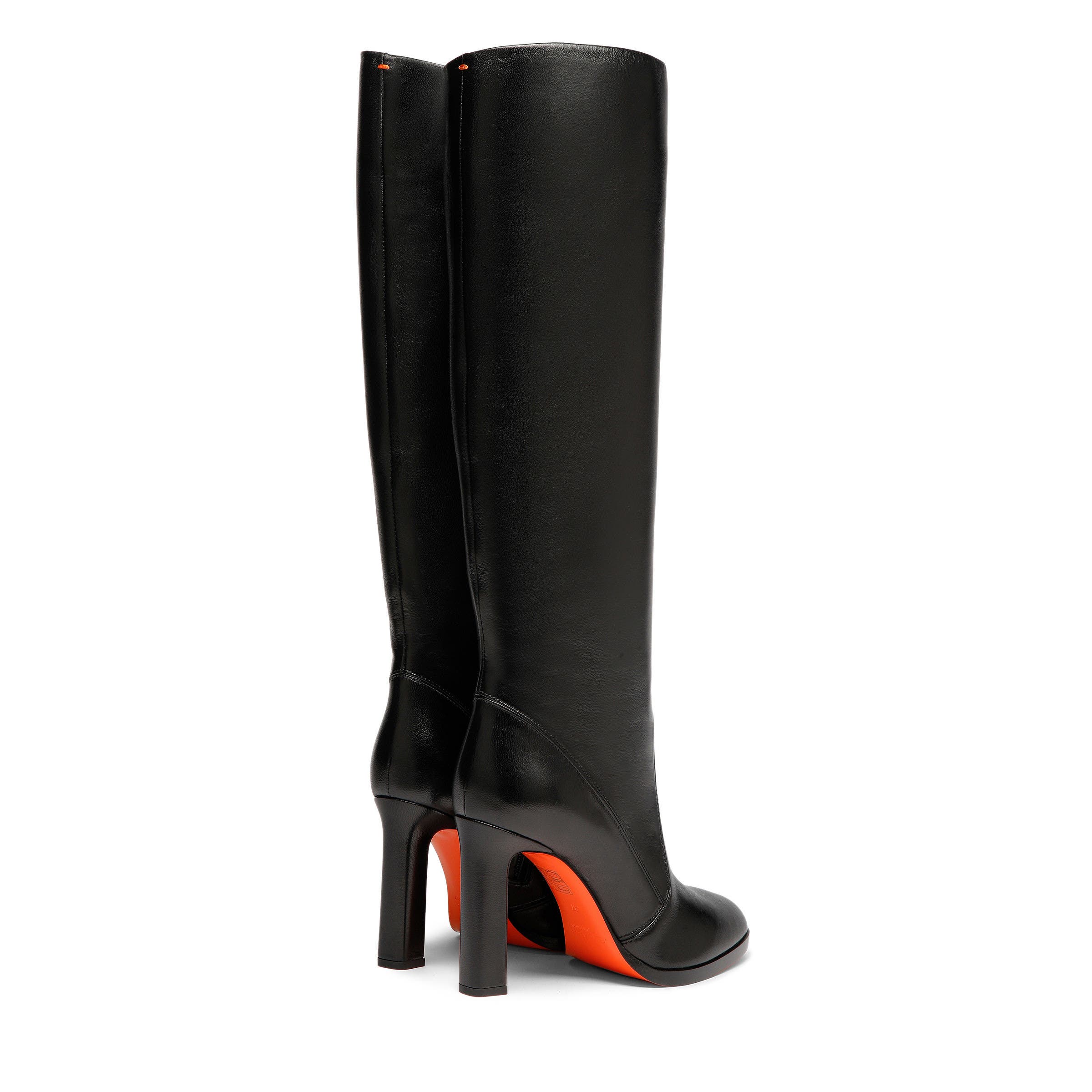 Santoni Women's leather high-heel boot, Alternate, color, Black
