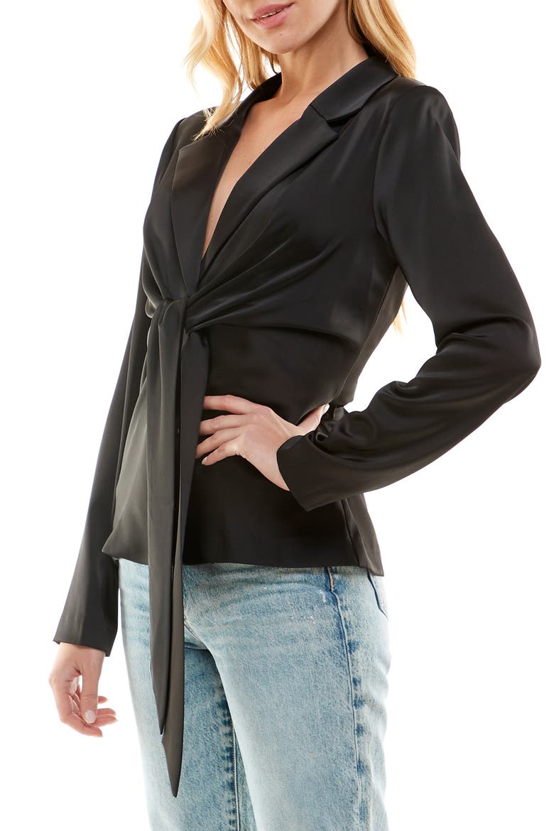 Merci Tie Waist Top, Alternate, color, BLACK