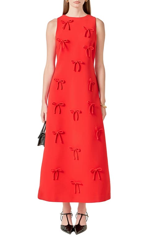 English Factory Bow Embellished Sleeveless A-line Dress In Red