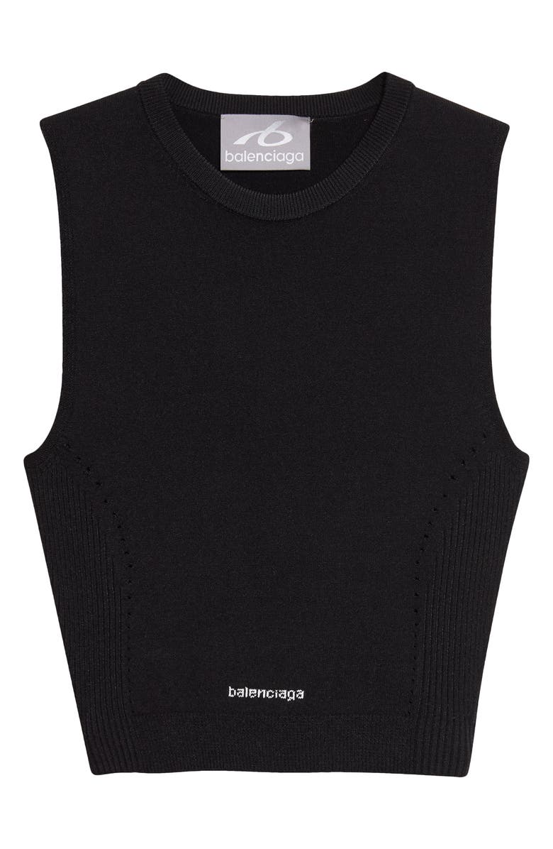 Balenciaga Sporty Athletic Crop Sleeveless Sweater, Alternate, color, 1000 Black