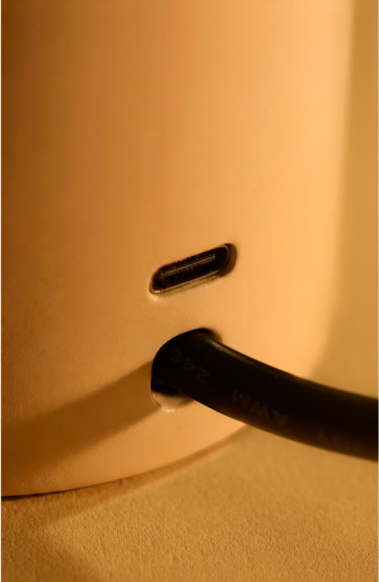 Brightech Vino 8" Curved LED Table Lamp with Globe Forsted Glass Shade and Phone Charging USB-C Port, Alternate, color, Cream