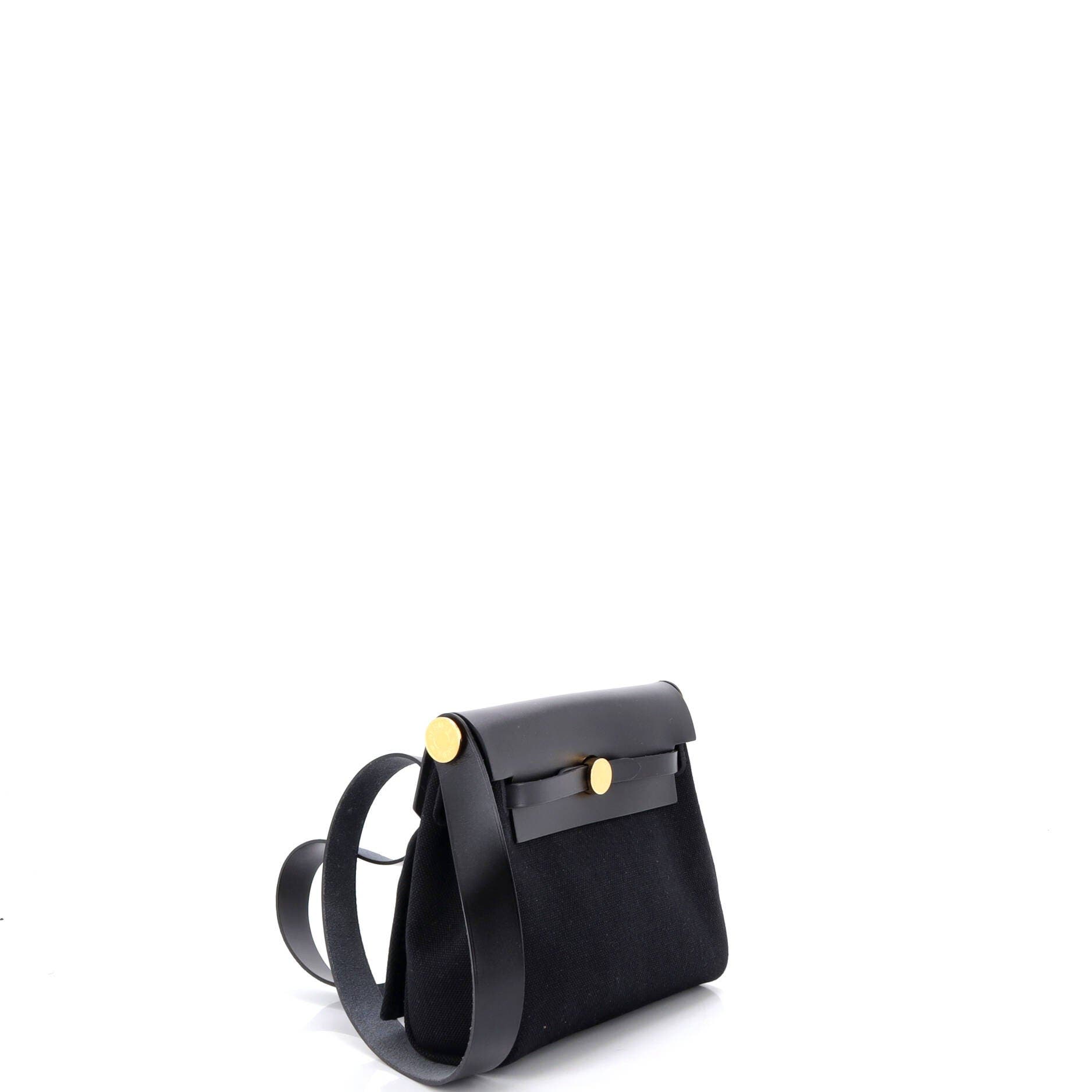 Pre-Owned Hermes Herbag Zip Toile and Leather 20, Alternate, color, Noir